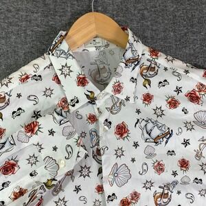 Etro Milano Shirt Men 46 Geometric Paisley Rose Mermaid Boat Anchor AOP